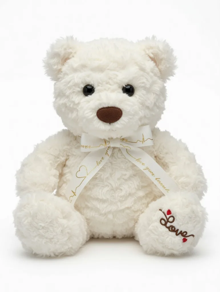 White Heart Beat Teddy (10-12")